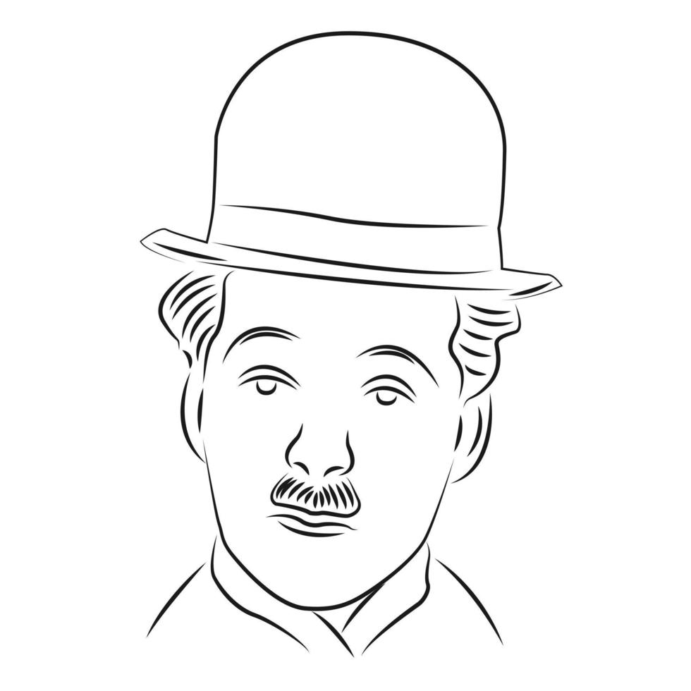 Charlie Chaplin in lijnkunststijl vector