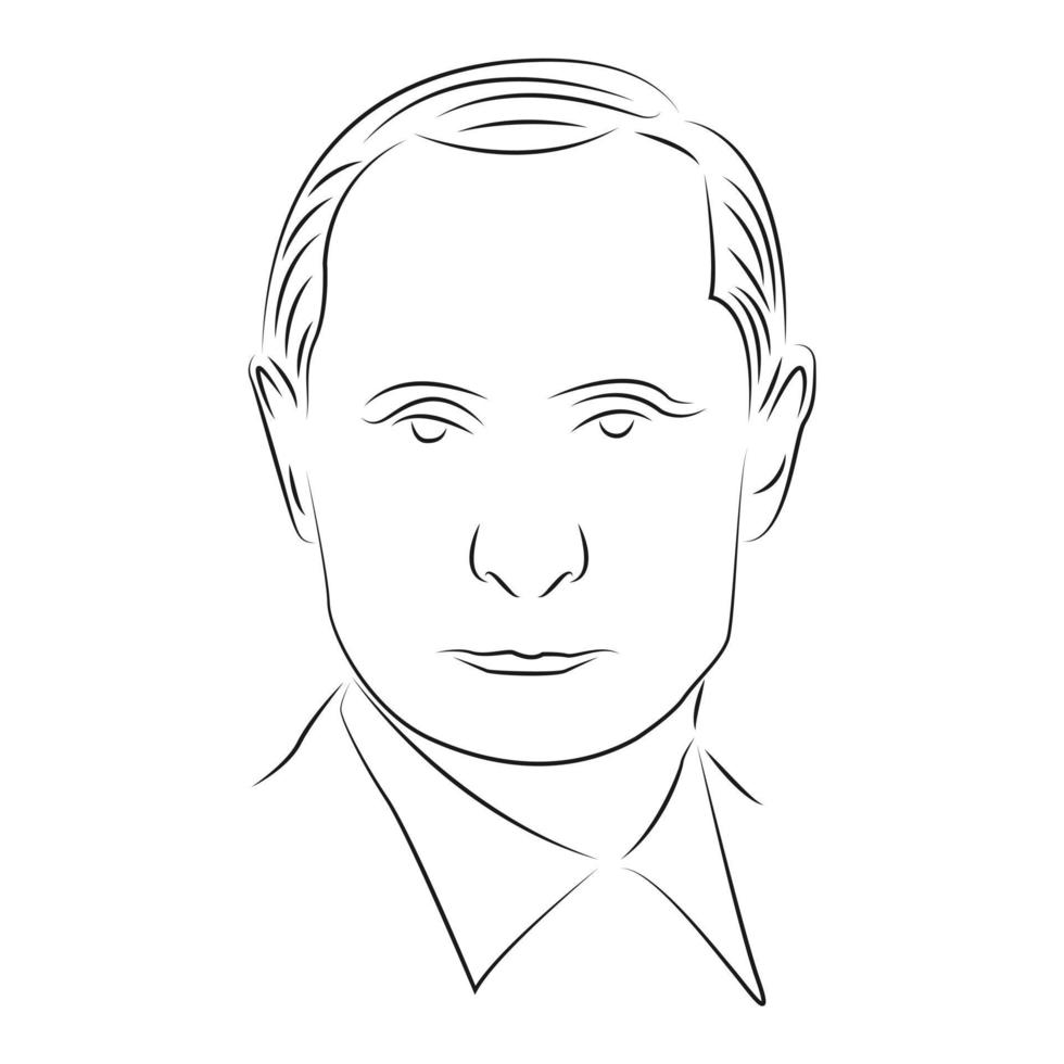 Russische president vladimir Poetin in lijnkunststijl vector