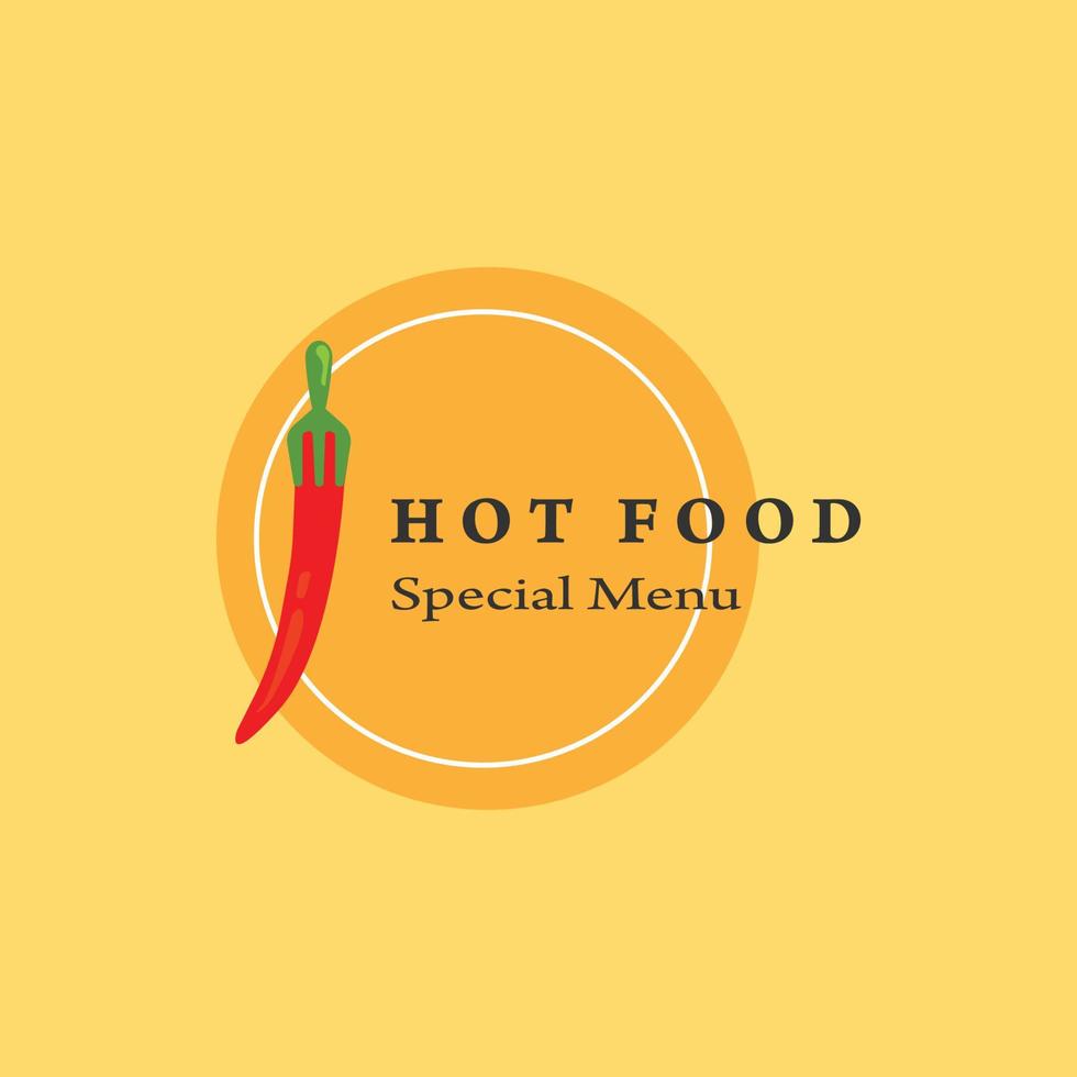 eenvoudig restaurantlogo. vectorillustratie van chili en vork. warm eten symbool ontwerp. vector