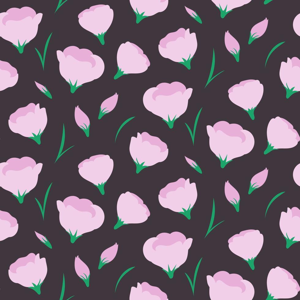 naadloos patroon met paarse Eustoma-bloemen. botanische vectorillustratie voor, behang, textieldruk, achtergrond. vector
