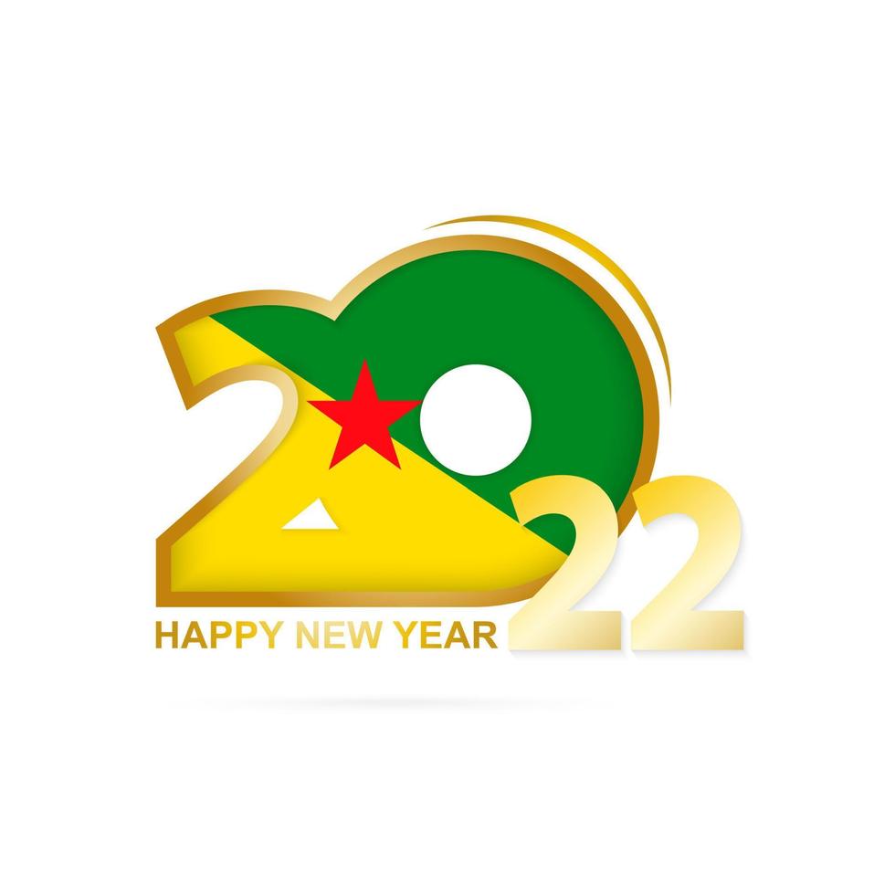 jaar 2022 met vlagpatroon van frans-guyana. gelukkig nieuwjaar ontwerp. vector