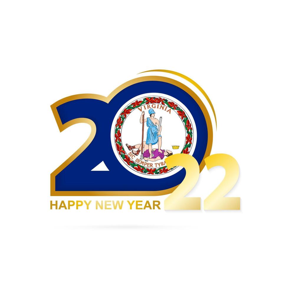 jaar 2022 met vlagpatroon van Virginia. gelukkig nieuwjaar ontwerp. vector