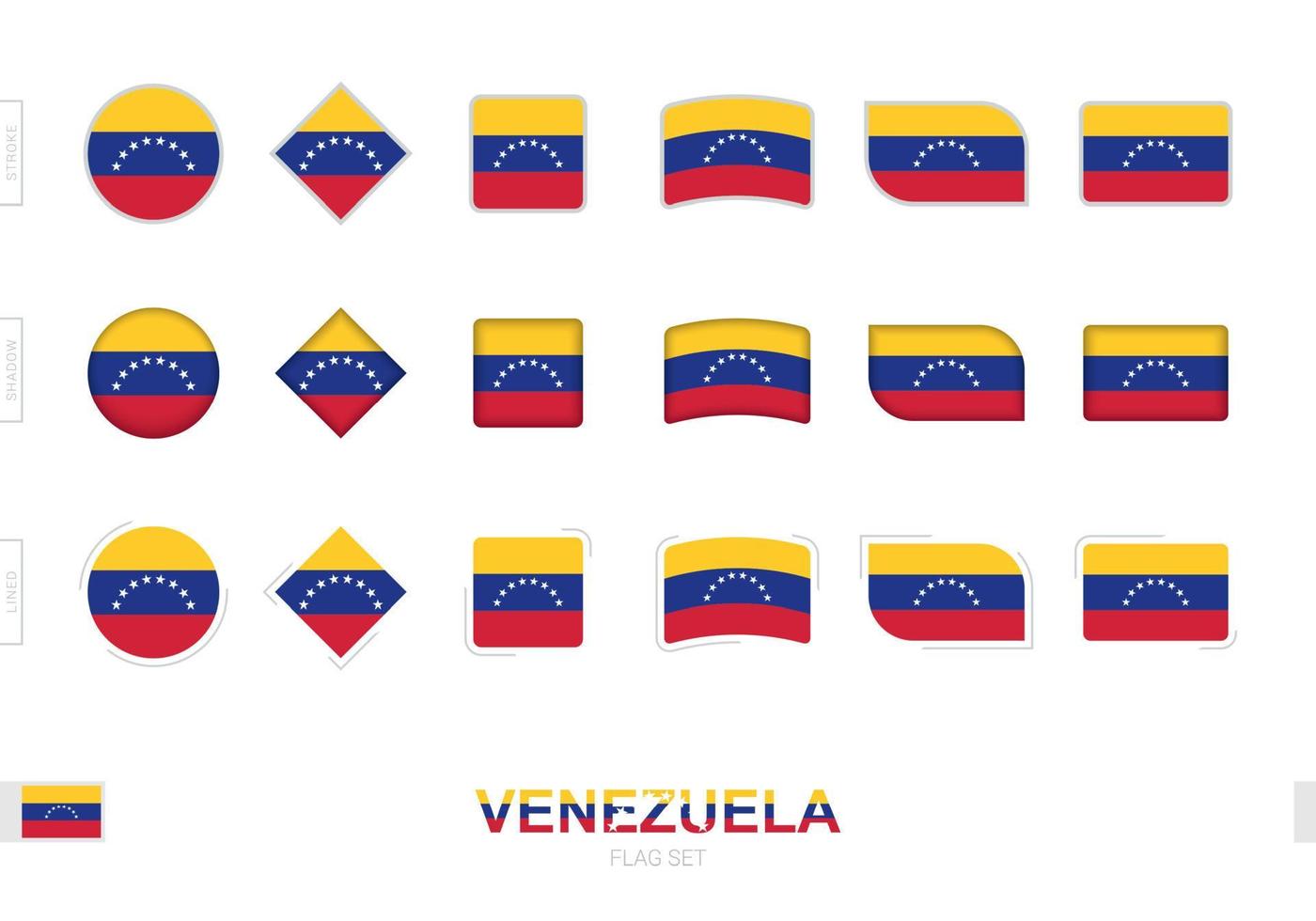 vlag van venezuela, eenvoudige vlaggen van venezuela met drie verschillende effecten. vector