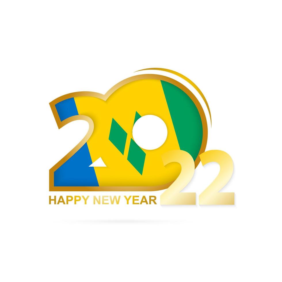 jaar 2022 met het patroon van de vlag van heilige vincent en de grenadines. gelukkig nieuwjaar ontwerp. vector