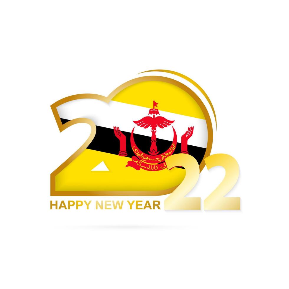 jaar 2022 met vlagpatroon van Brunei. gelukkig nieuwjaar ontwerp. vector
