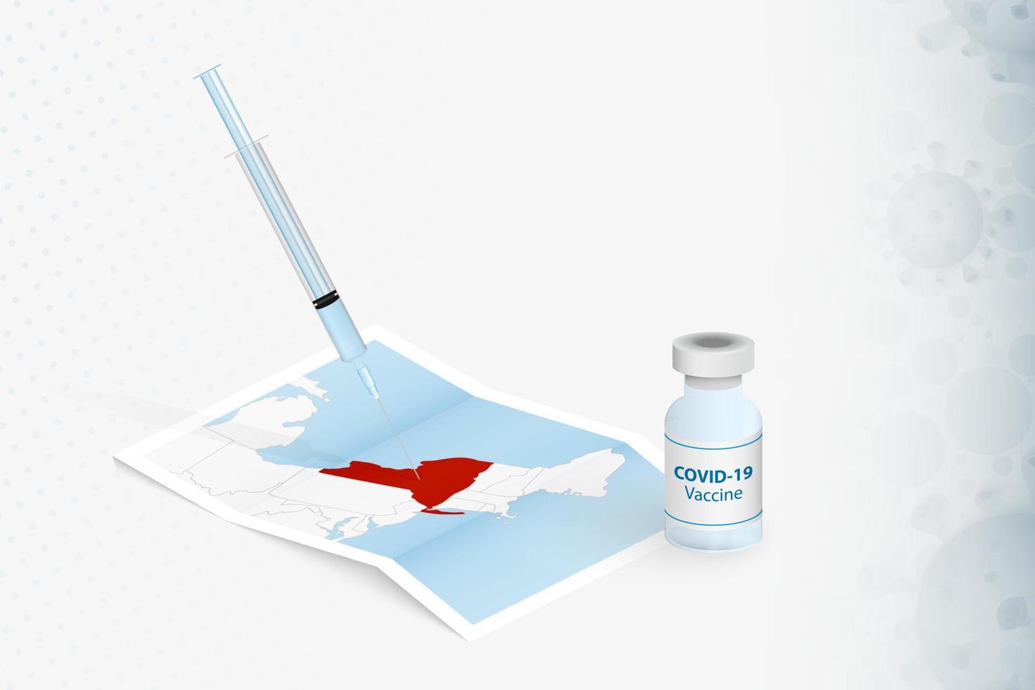 new york vaccinatie, injectie met covid-19 vaccin in kaart van new york. vector
