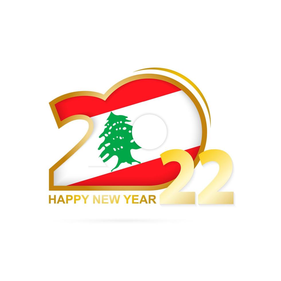 jaar 2022 met vlagpatroon van Libanon. gelukkig nieuwjaar ontwerp. vector