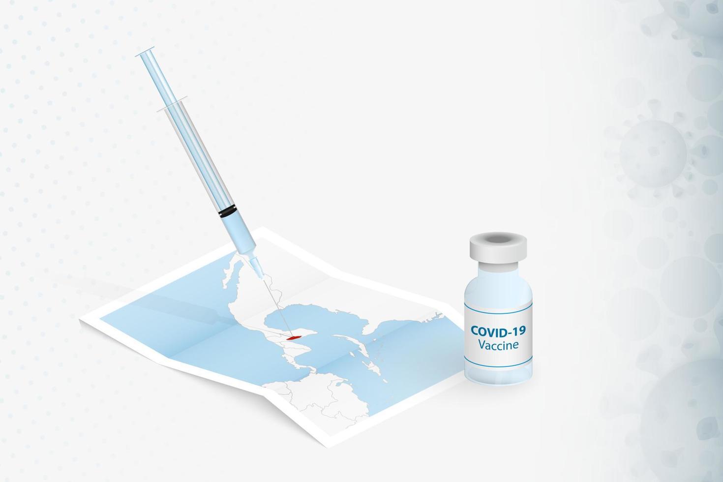 belize vaccinatie, injectie met covid-19 vaccin in kaart van belize. vector