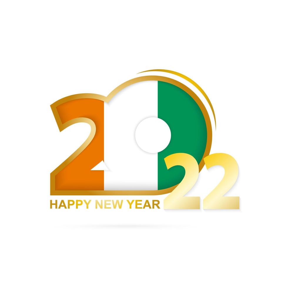 jaar 2022 met vlagpatroon van Ivoorkust. gelukkig nieuwjaar ontwerp. vector
