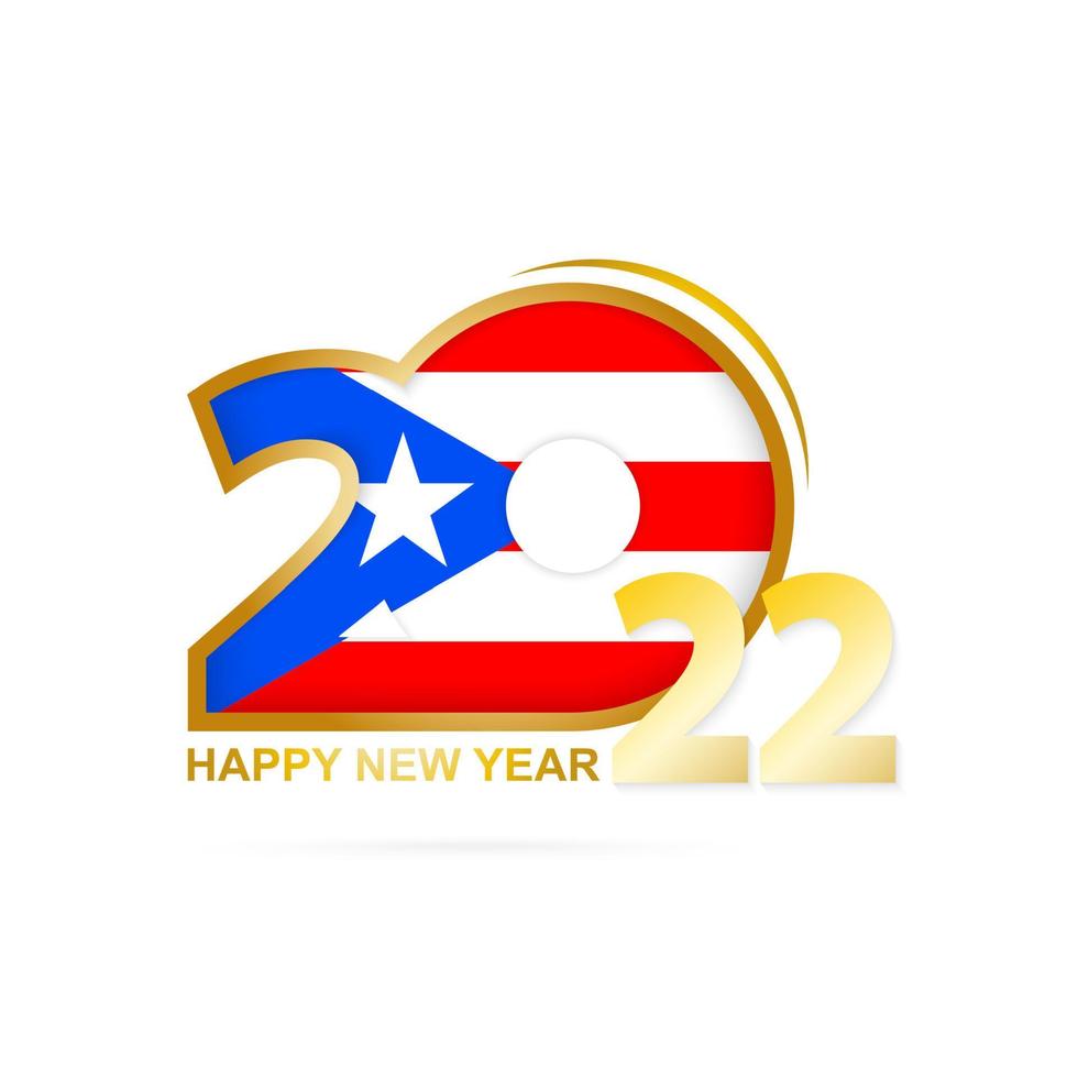 jaar 2022 met vlagpatroon van Puerto Rico. gelukkig nieuwjaar ontwerp. vector