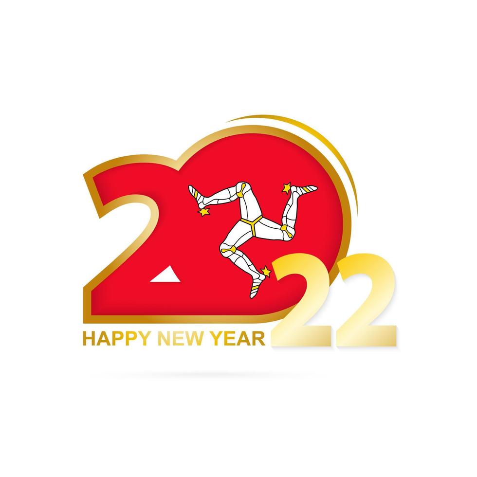 jaar 2022 met het patroon van de vlag van het eiland Man. gelukkig nieuwjaar ontwerp. vector