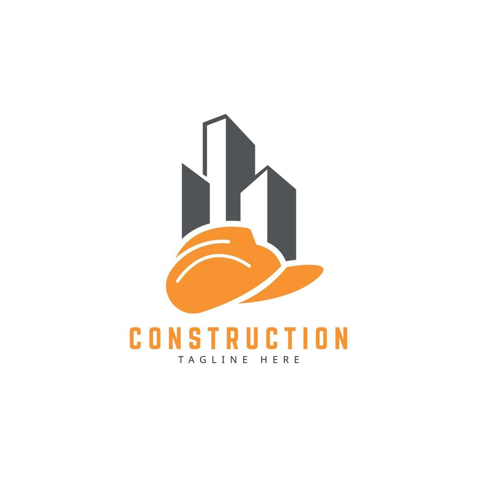 bouw logo ontwerpconcept gebouwen en bouwhelm vector
