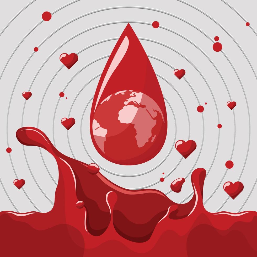 wereld bloeddonor dag achtergrond met bloed splash concept vector