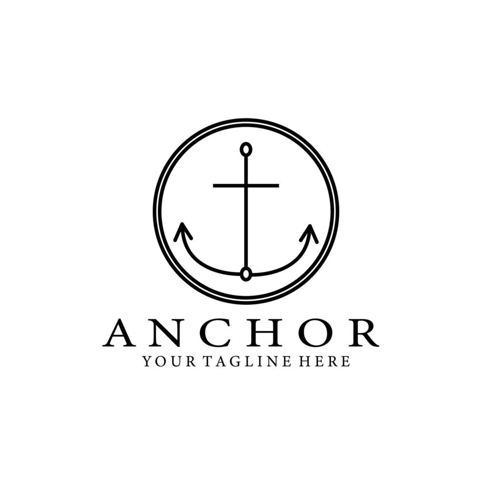 anker logo ontwerp lijntekeningen monoline illustratie vector