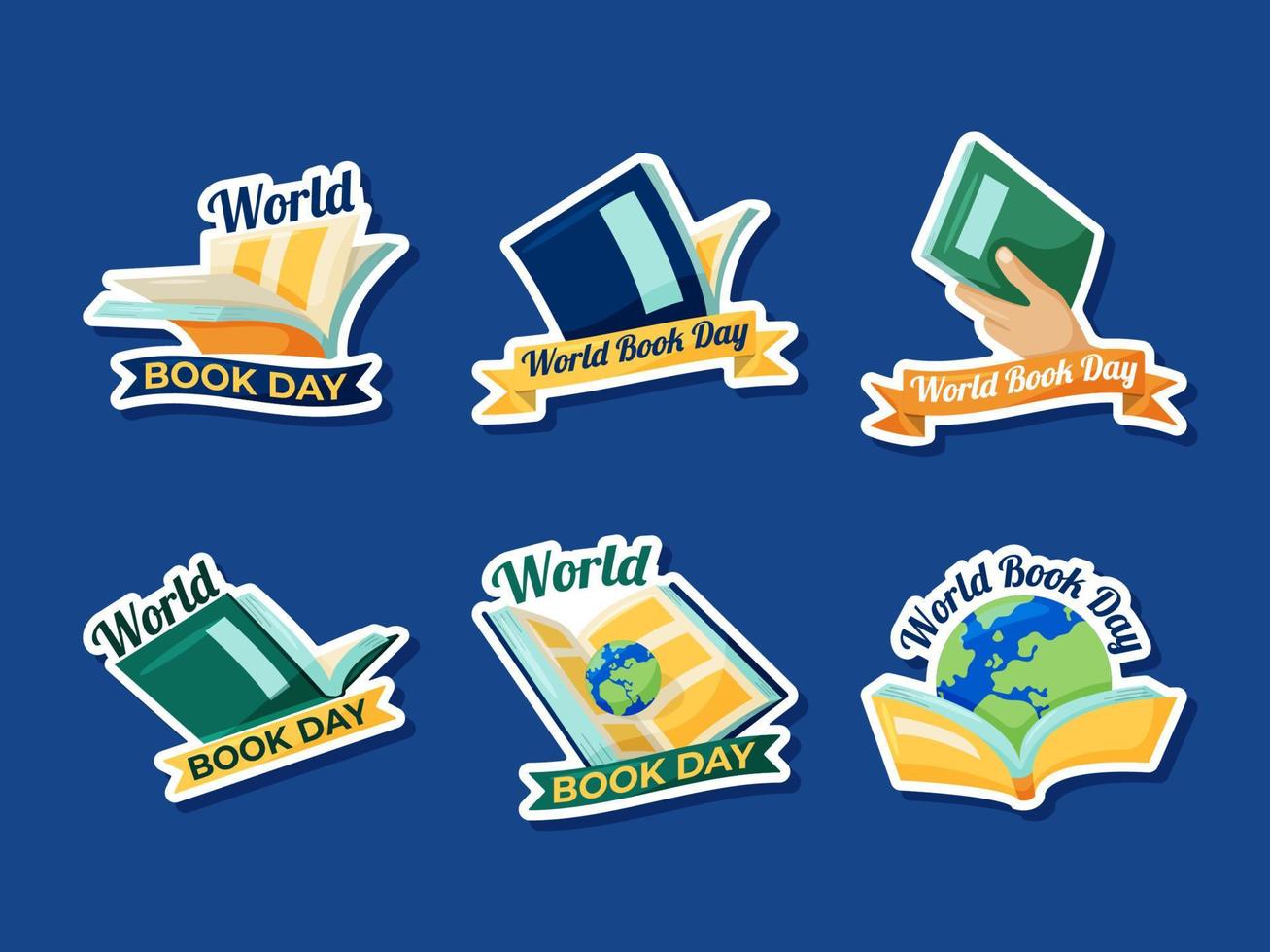 stickerset voor wereldboekendag vector