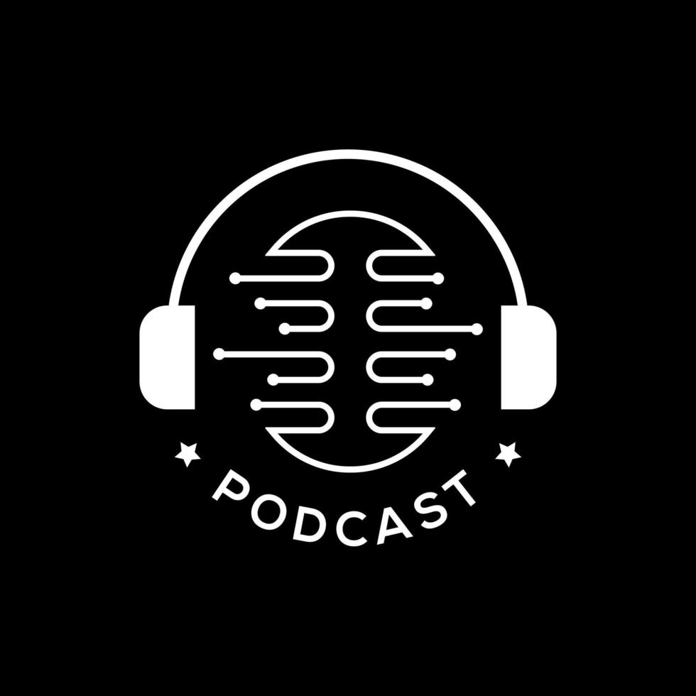 podcast-logo, een eenvoudig en uniek logo voor uw podcast-kanaal, ontwerpelement voor logo, poster, kaart, banner, embleem, t-shirt. vector illustratie