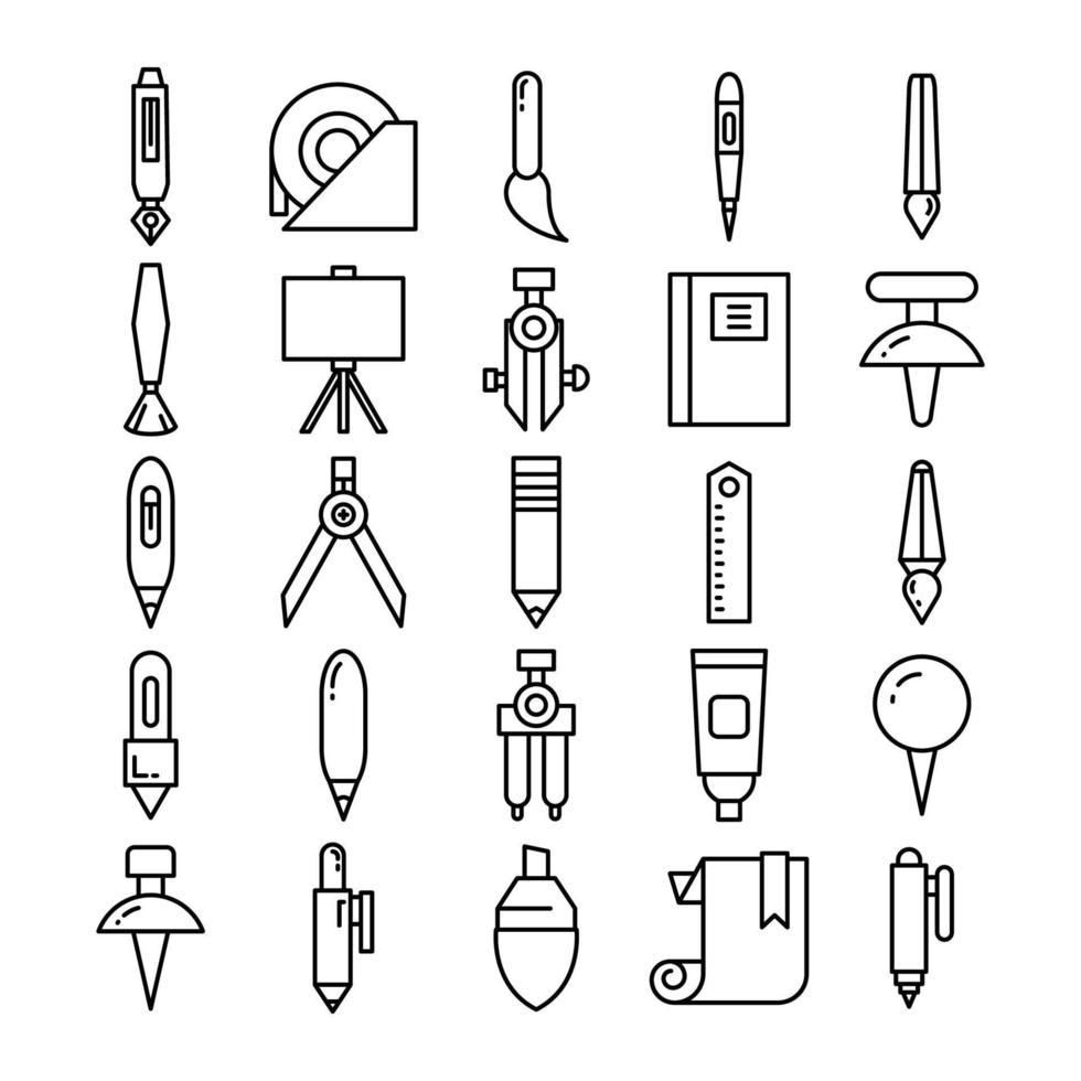 briefpapier lijn iconen set vector