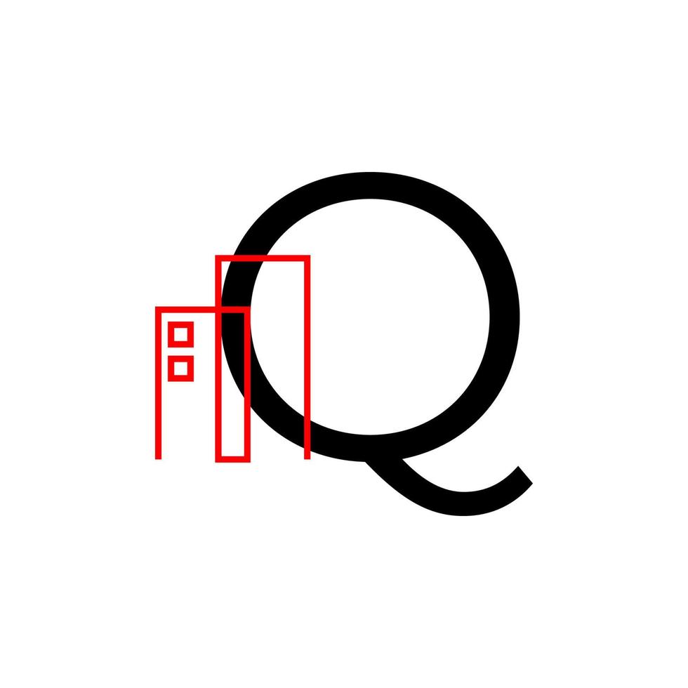letter q met gebouw decoratie vector logo ontwerpelement