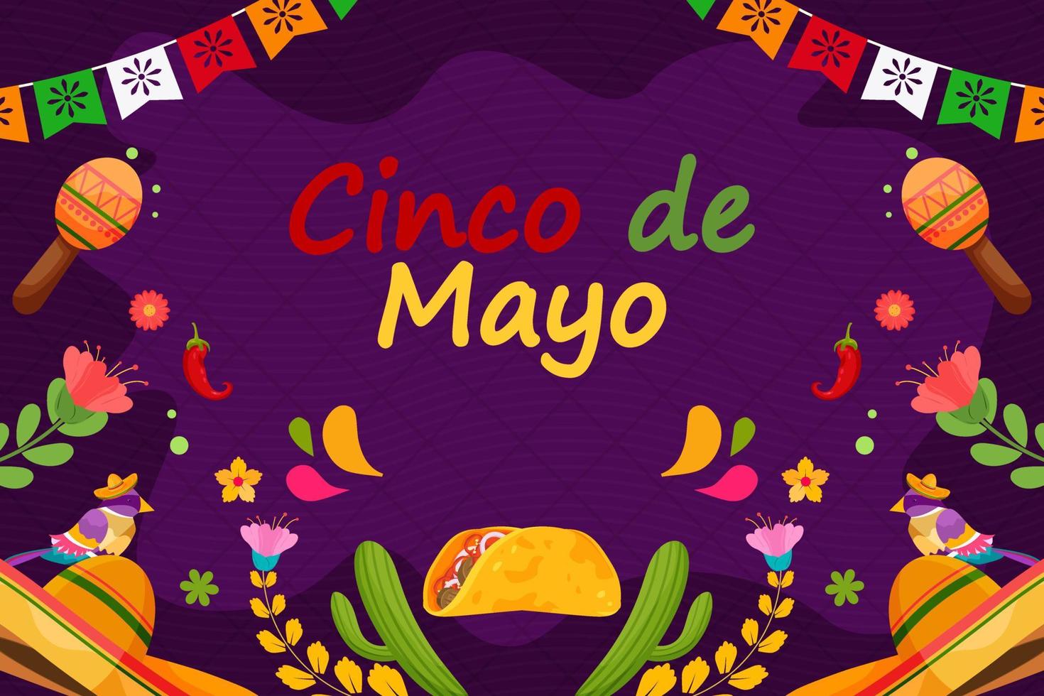 platte cinco de mayo viering festival achtergrond vector