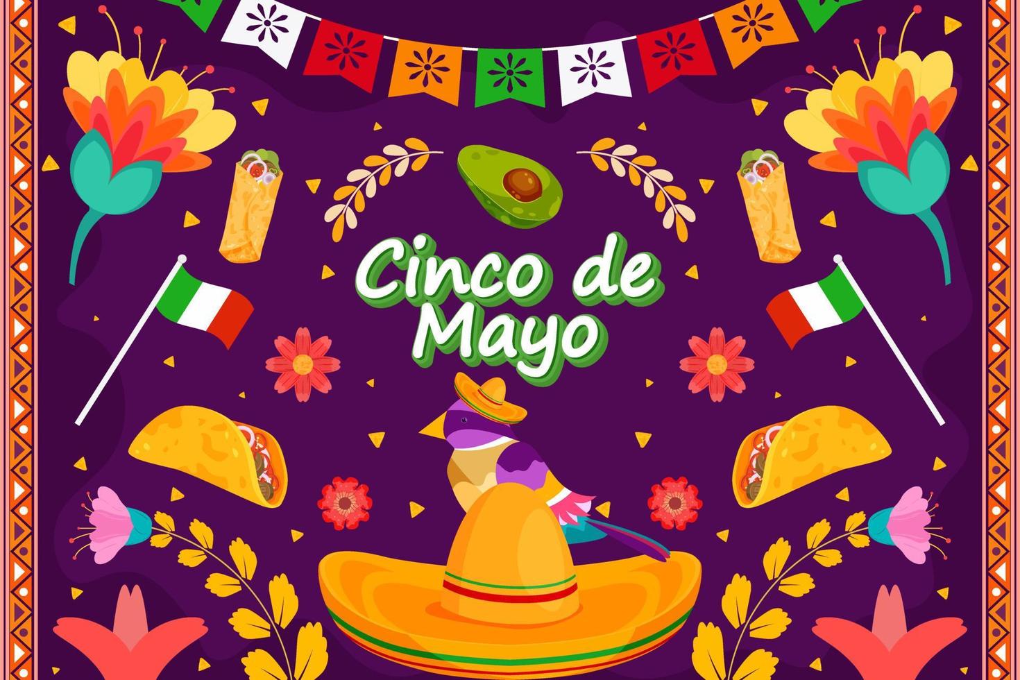 achtergrond flat cinco de mayo vakantie festival vector