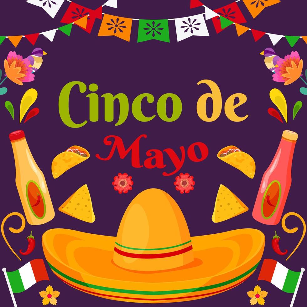 platte cinco de mayo viering festival achtergrond vector