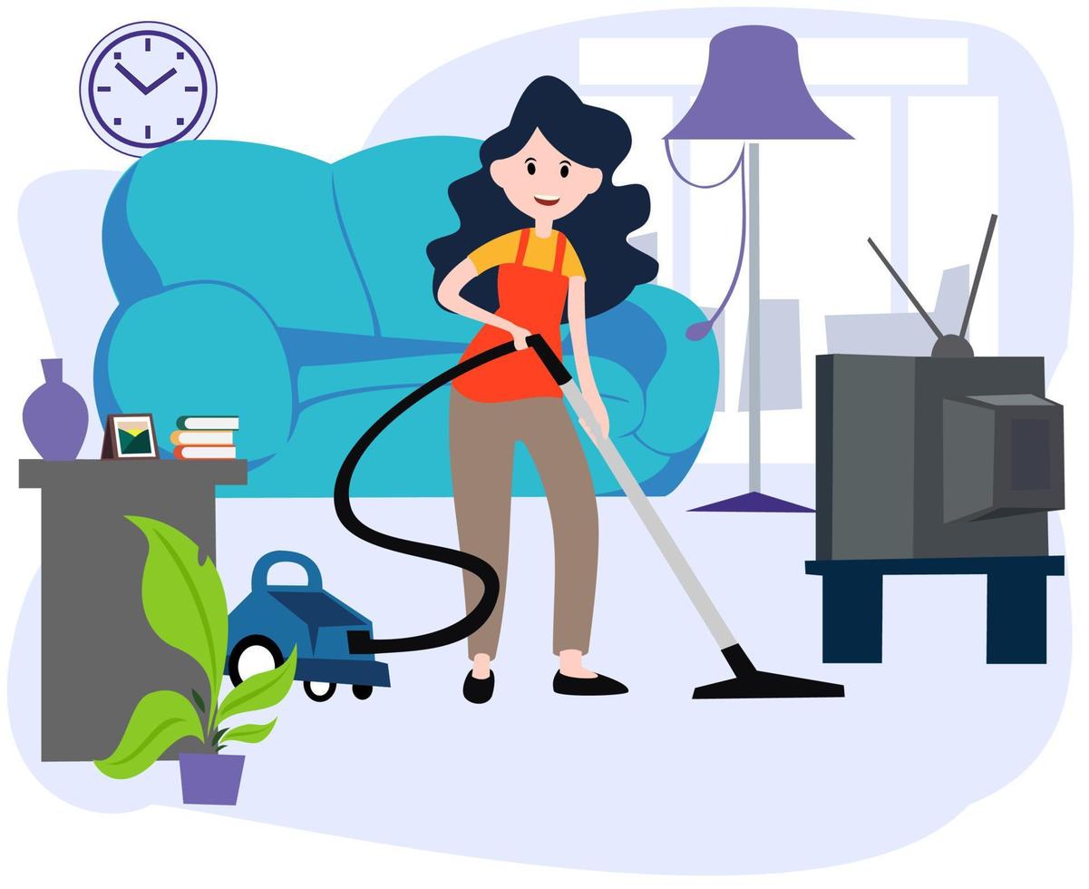 moeder dagelijkse activiteiten werk het huis schoonmaken vector