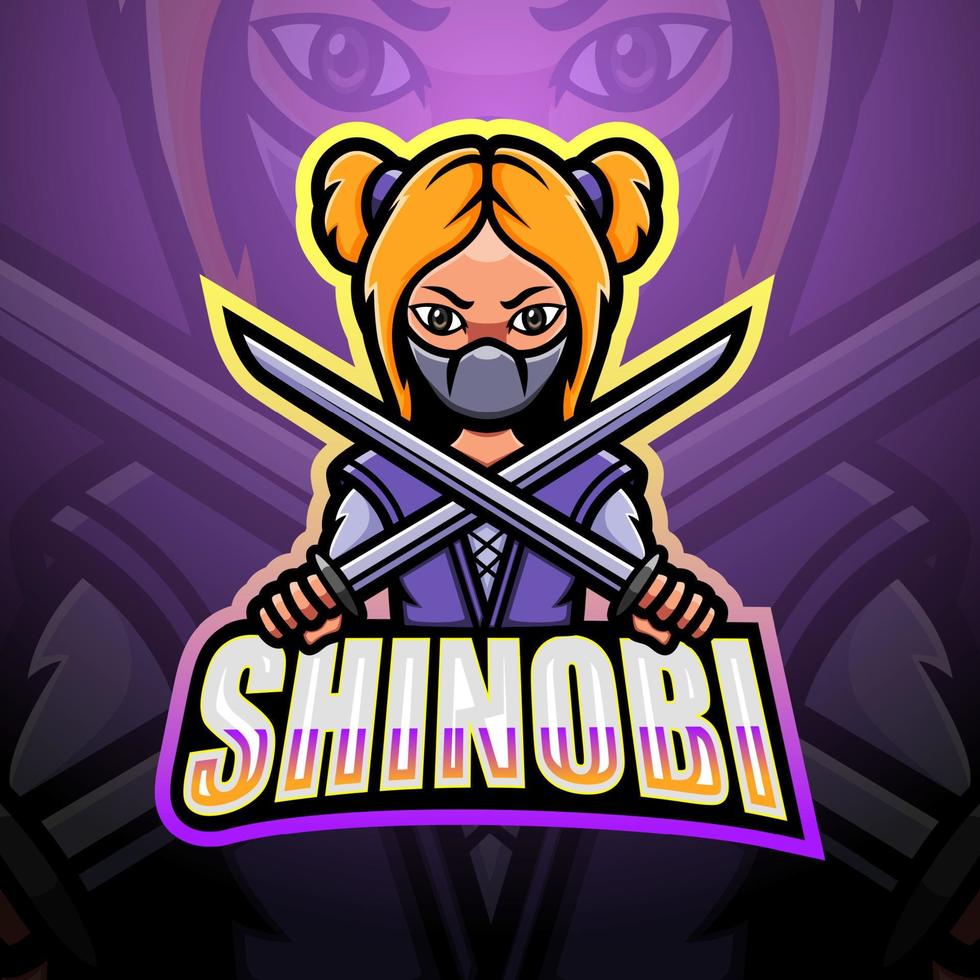 shinobi mascotte esport logo ontwerp vector