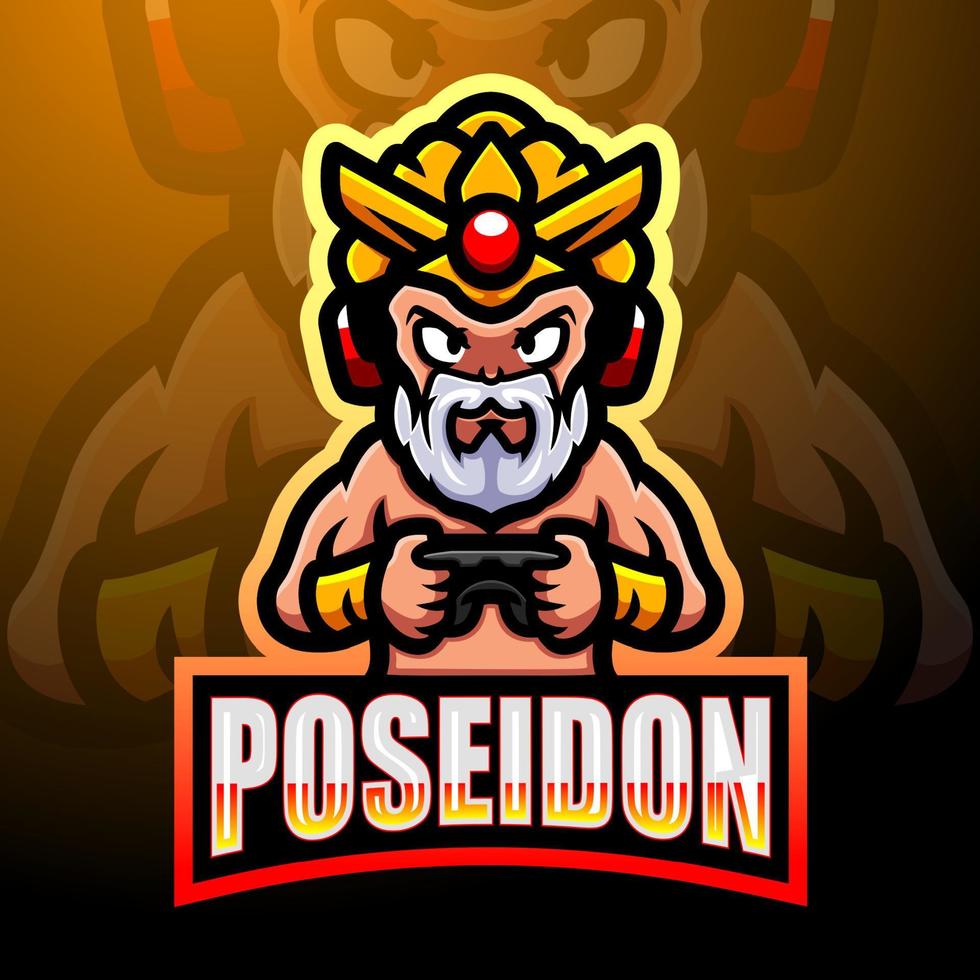 poseidon mascot esport logo ontwerp vector