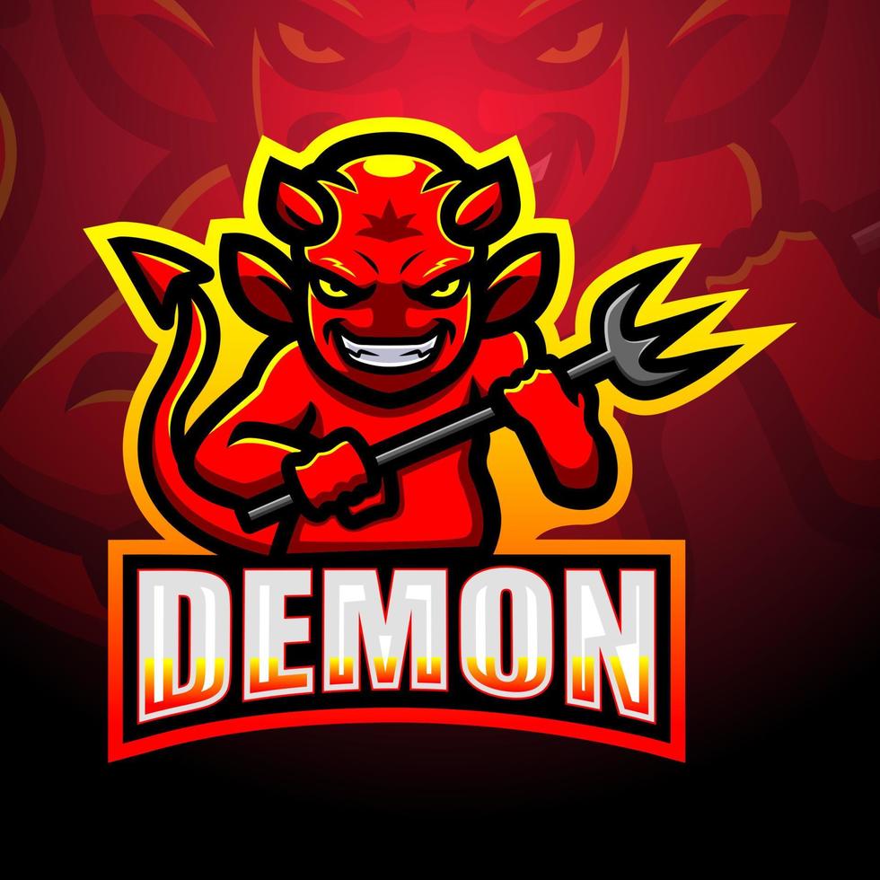 demon mascotte esport logo ontwerp vector