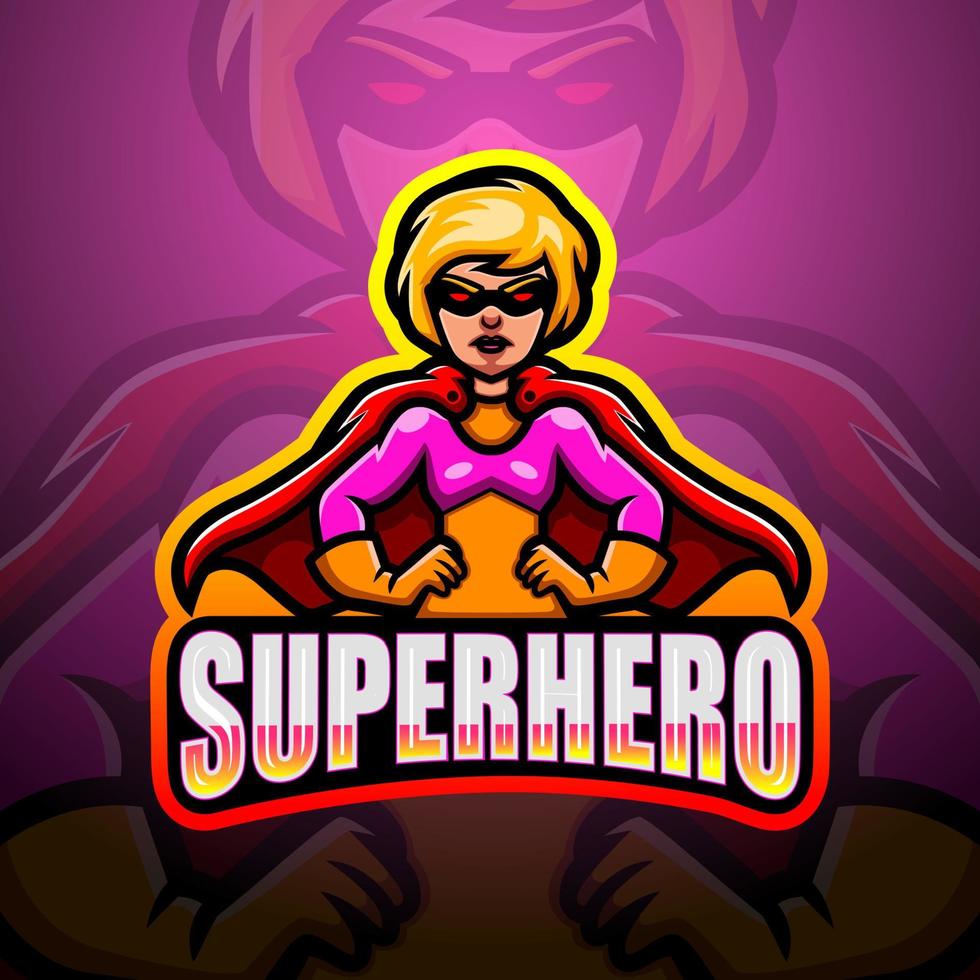 superheld mascotte esport logo ontwerp vector