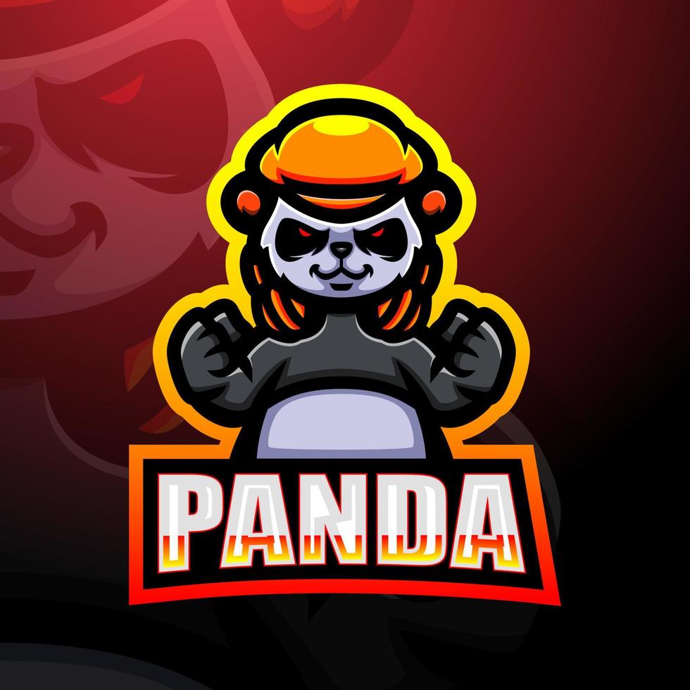 panda mascotte esport logo ontwerp vector