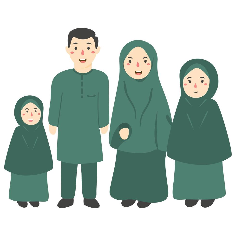 gelukkig moslim gezin met kinderen vector