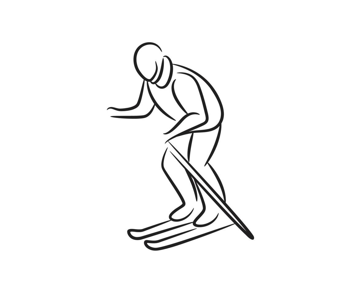 handgetekende skiër vectorillustratie vector