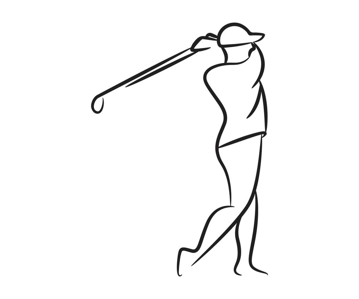 handgetekende golfspeler lijn illustratie vector
