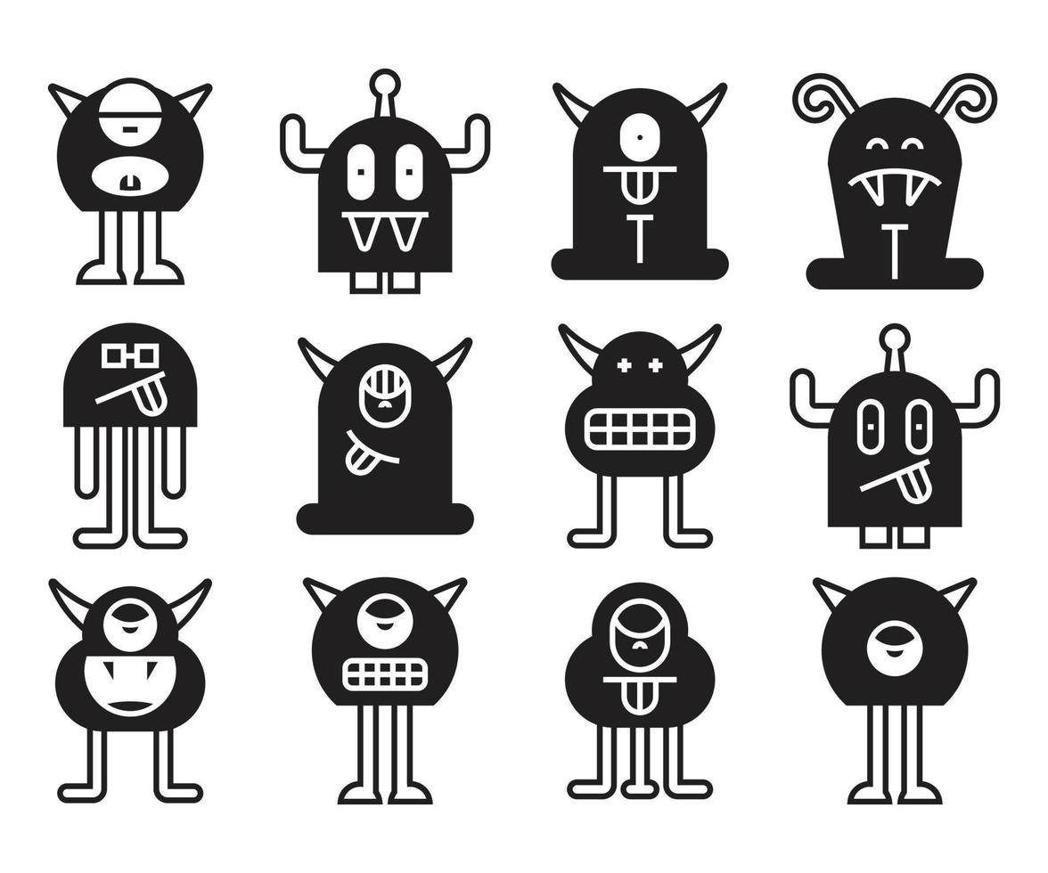 grappige monsterpictogrammen vector