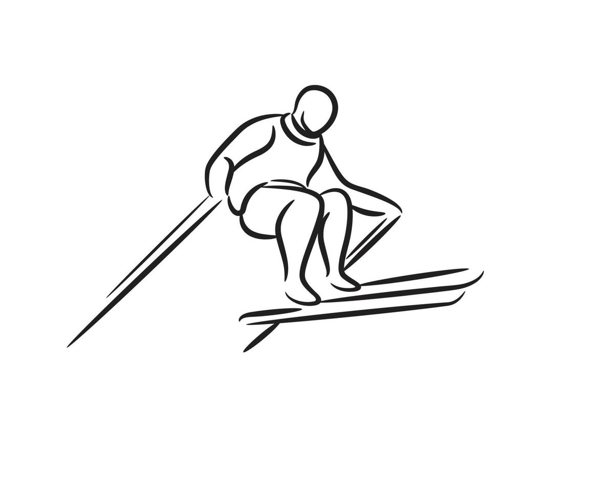 handgetekende skiër vectorillustratie vector