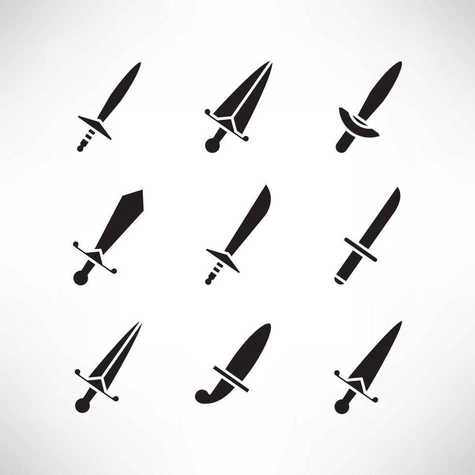 dolk en zwaard wapen iconen set vector