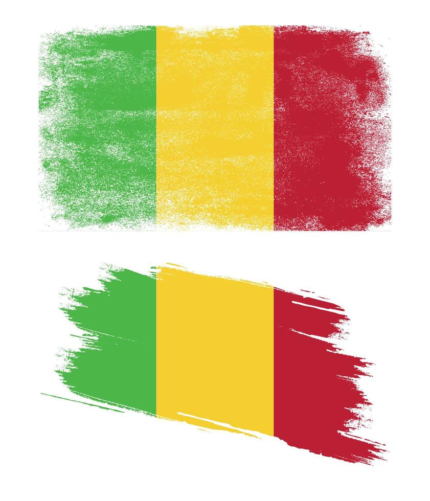Mali vlag met grunge textuur vector