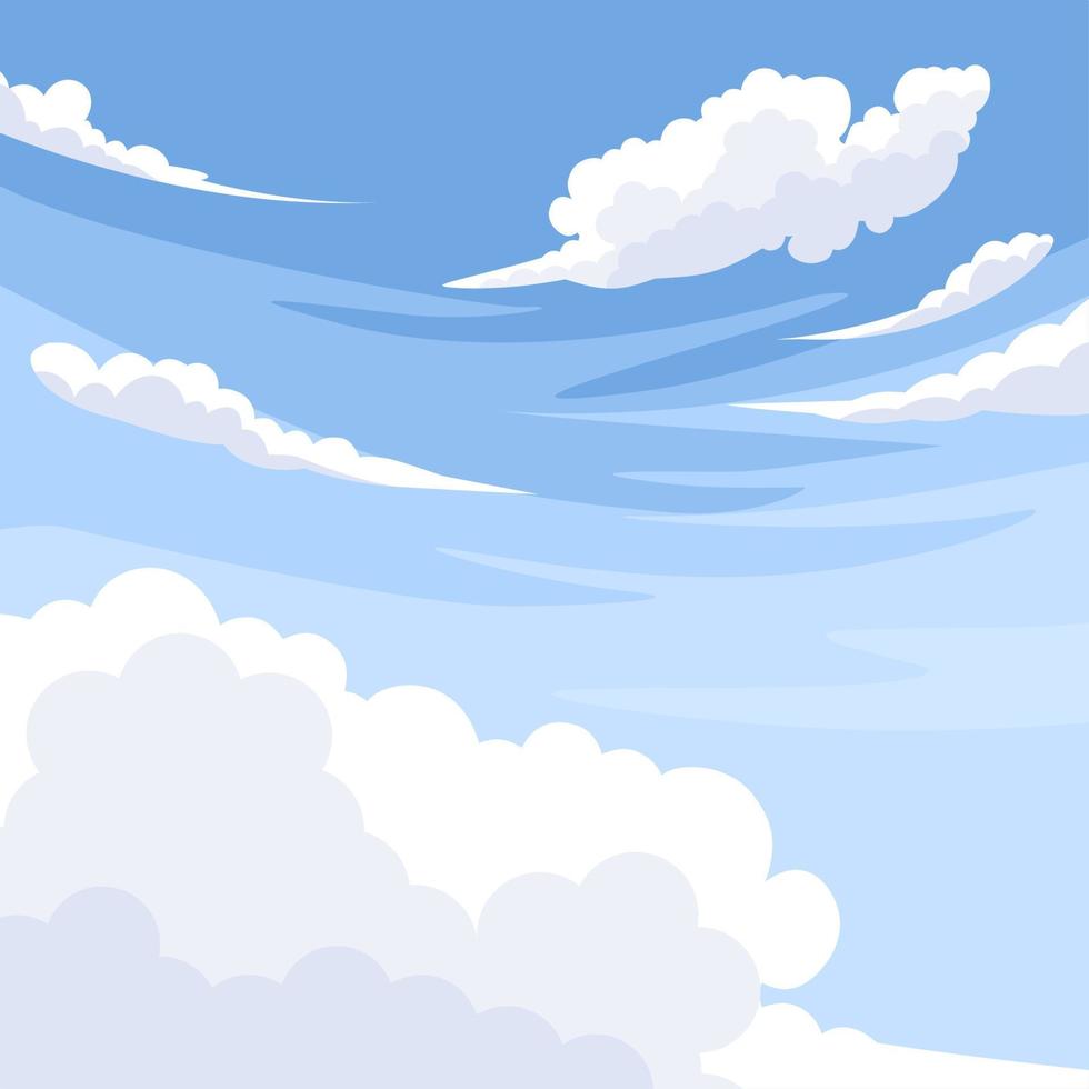 vectorillustratie, blauwe lucht met witte wolken, als achtergrond of bannerafbeelding, internationale dag van schone lucht voor blauwe luchten. vector