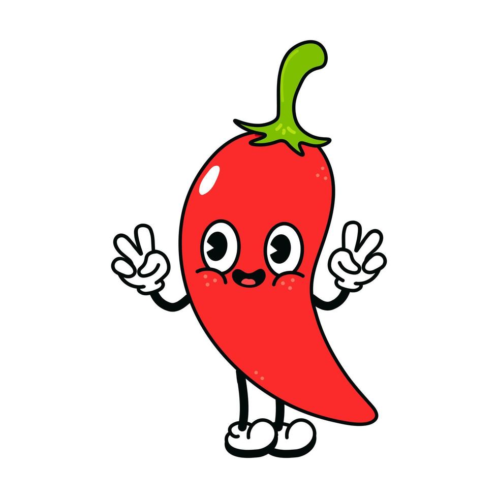 schattig grappig chili peper karakter. vector hand getekend cartoon kawaii karakter illustratie pictogram. geïsoleerd op blauwe achtergrond. chili peper karakter concept