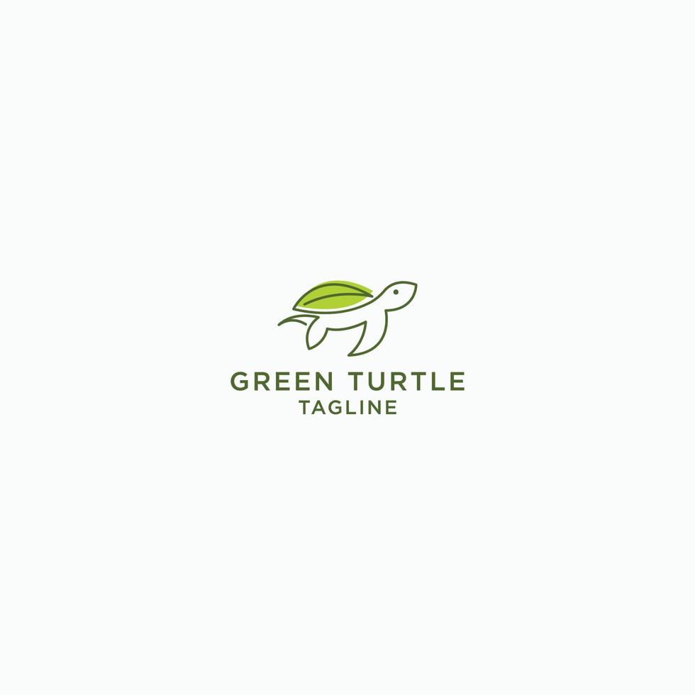 groene schildpad logo pictogram ontwerpsjabloon. natuur, dier, blad platte vector