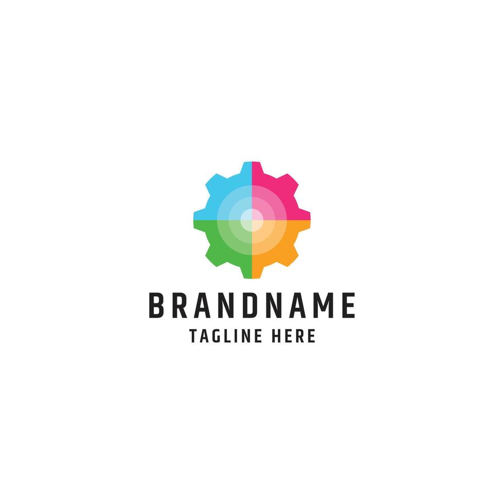 kleurrijke versnelling logo pictogram premium vector
