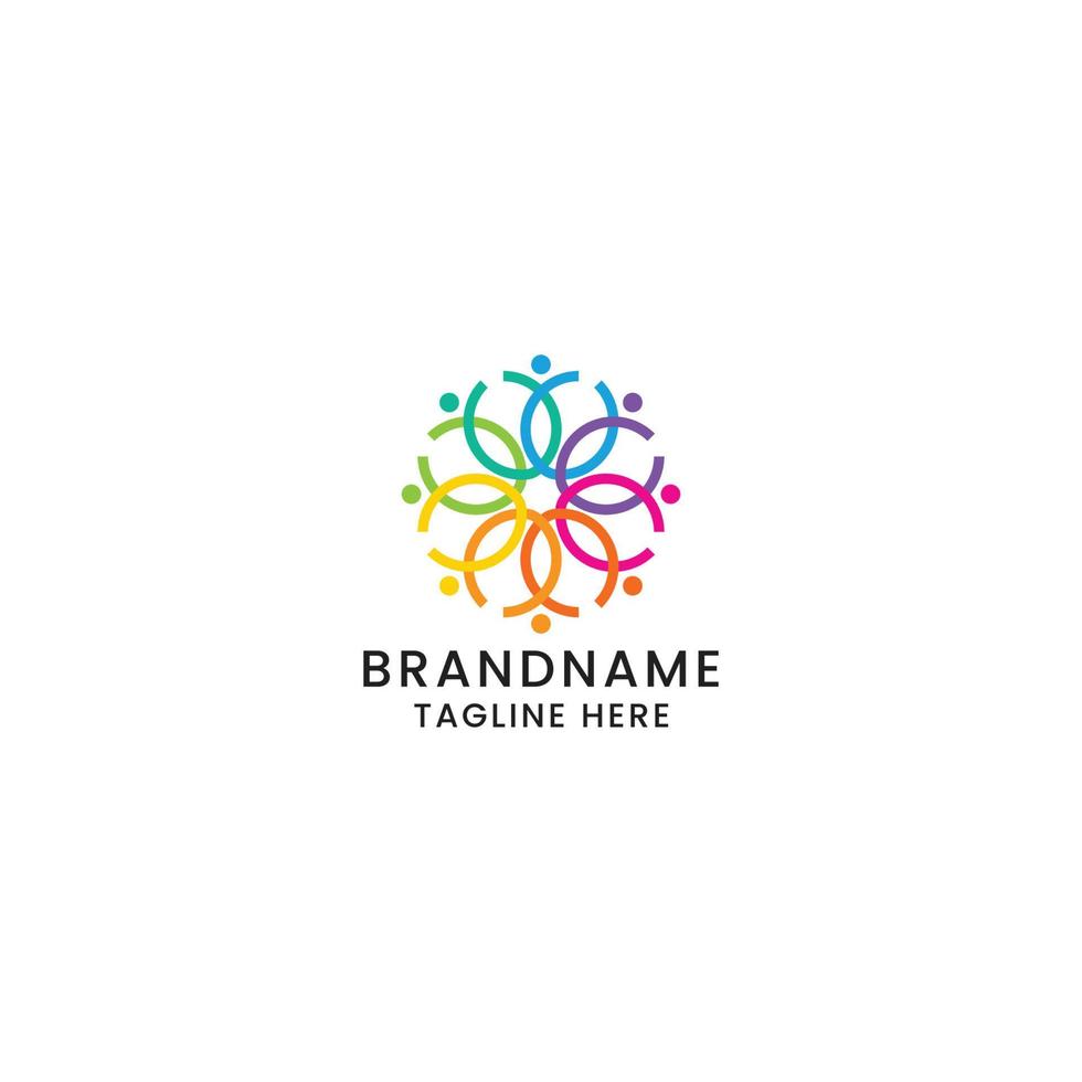 kleurrijke mensen logo pictogram ontwerp sjabloon premium vector