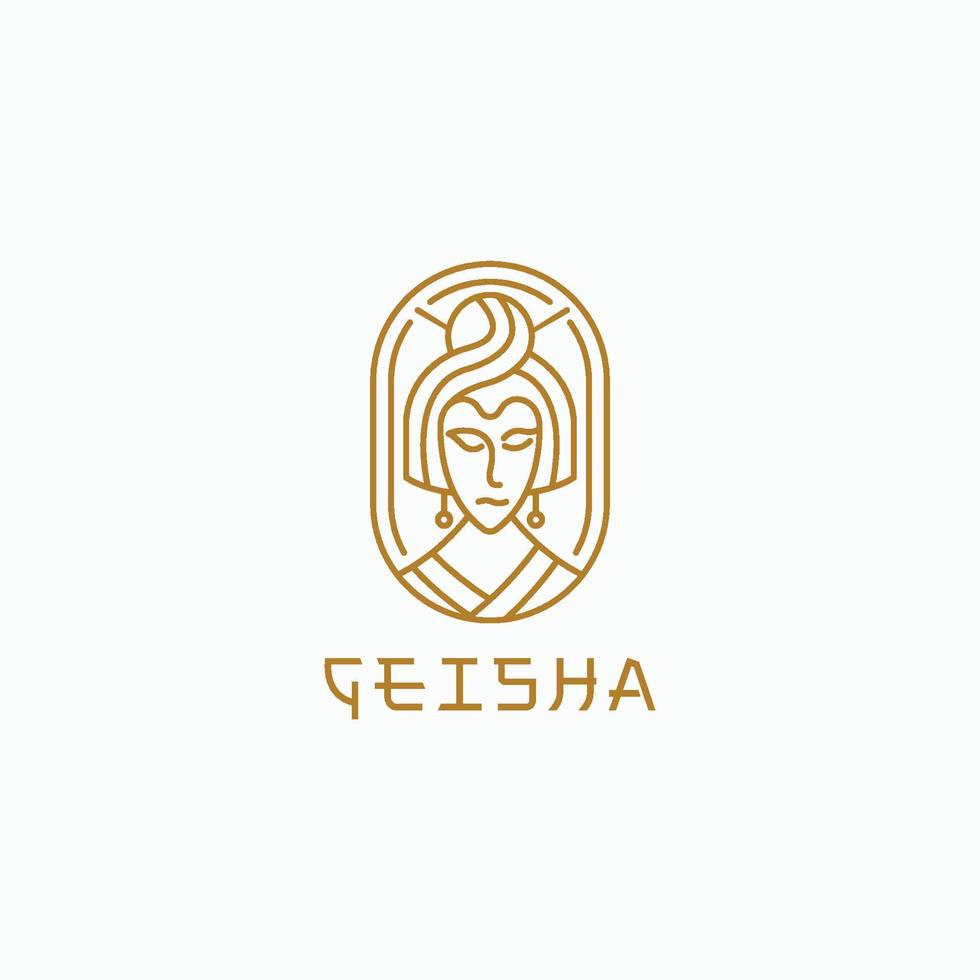 Japanse geisha hoofd logo pictogram ontwerp sjabloon vectorillustratie vector