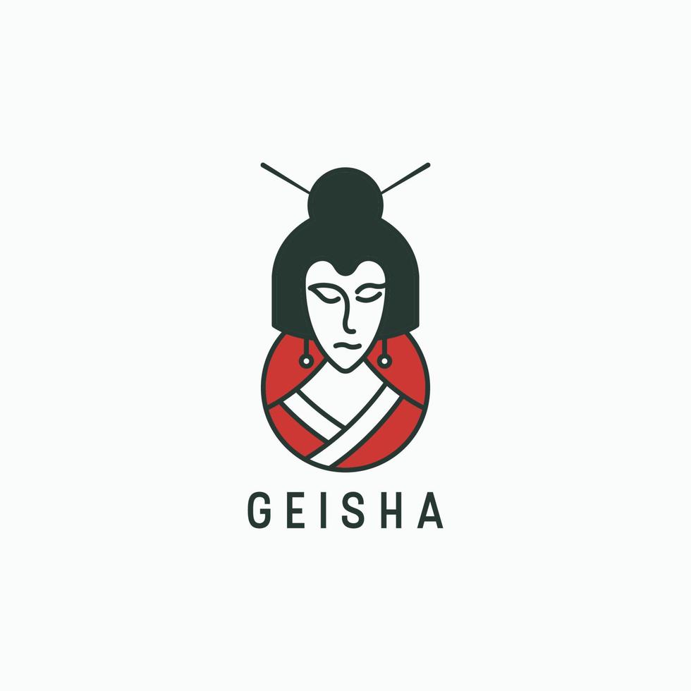 Japanse geisha hoofd logo pictogram ontwerp sjabloon vectorillustratie vector