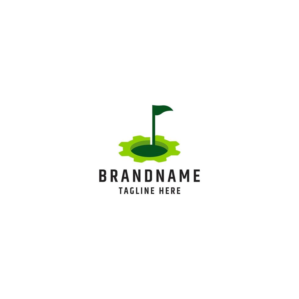golf met versnelling logo pictogram ontwerp sjabloon premium vector
