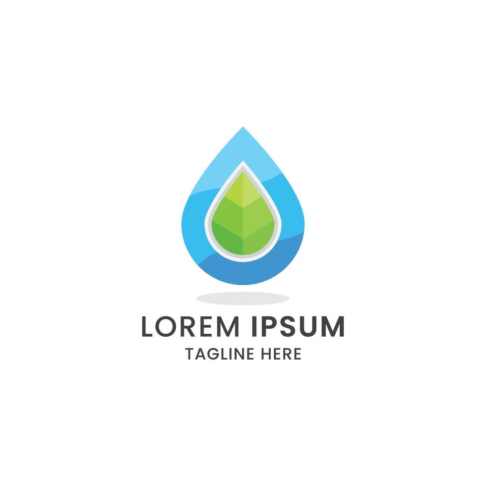 waterdruppel met blad logo pictogram ontwerp sjabloon premium vector