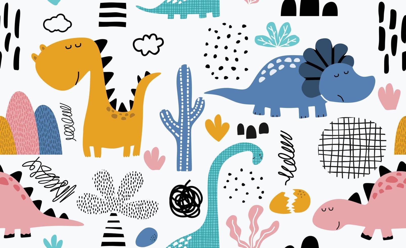 kinderachtig naadloos dino-patroon. vector illustratie