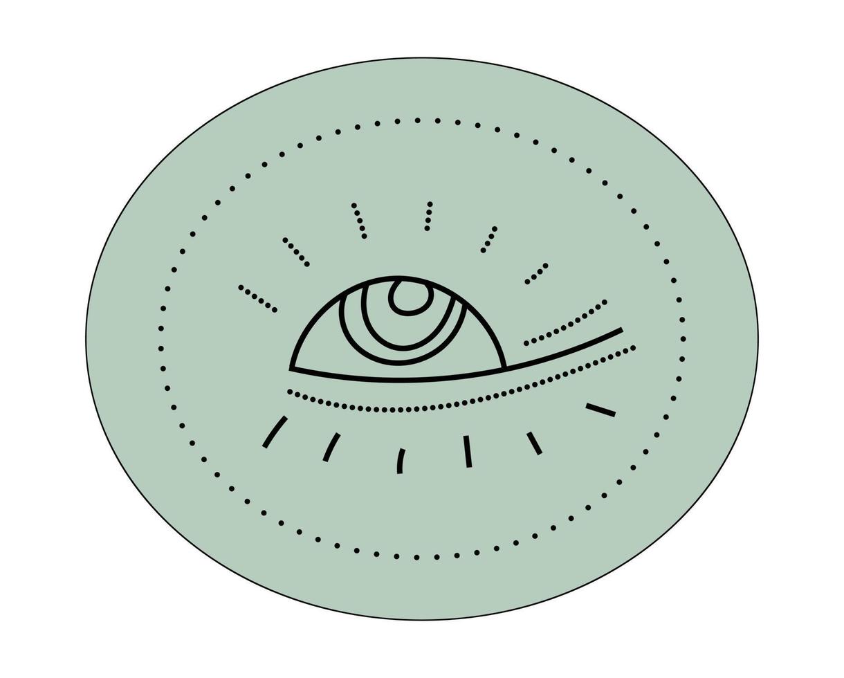 magisch logo, astrologisch amulet in boho-stijl. een oog van het boze oog. esoterische ogen om te beschermen tegen negatieve invloeden hypnotische blik kleur lineaire afbeelding vector