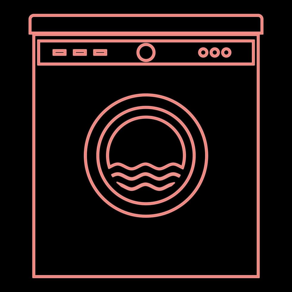 neon wasmachine de rode kleur vector illustratie vlakke stijl afbeelding